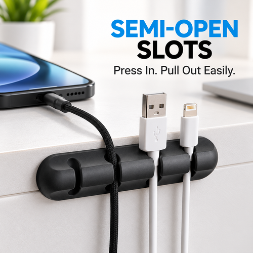 5-Slot Silicone Cable Holder & Organizer