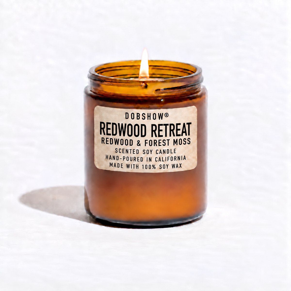 Dobshow® Redwood Retreat Redwood &amp; Forest Moss Scented Soy Candle – Hand-Poured in California