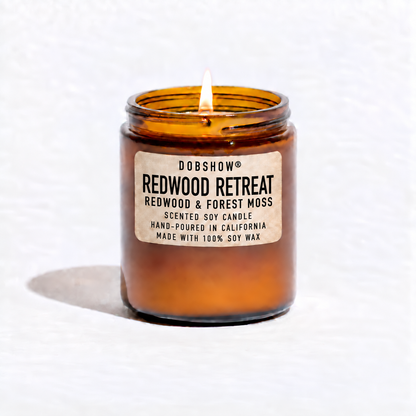 Dobshow® Redwood Retreat Redwood &amp; Forest Moss Scented Soy Candle – Hand-Poured in California
