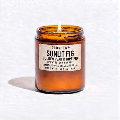 Dobshow® Sunlit Fig Golden Pear & Ripe Fig Scented Soy Candle – Hand-Poured in California