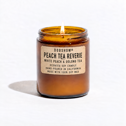 Dobshow® Peach Tea Reverie White Peach & Oolong Tea Scented Soy Candle – Hand-Poured in California