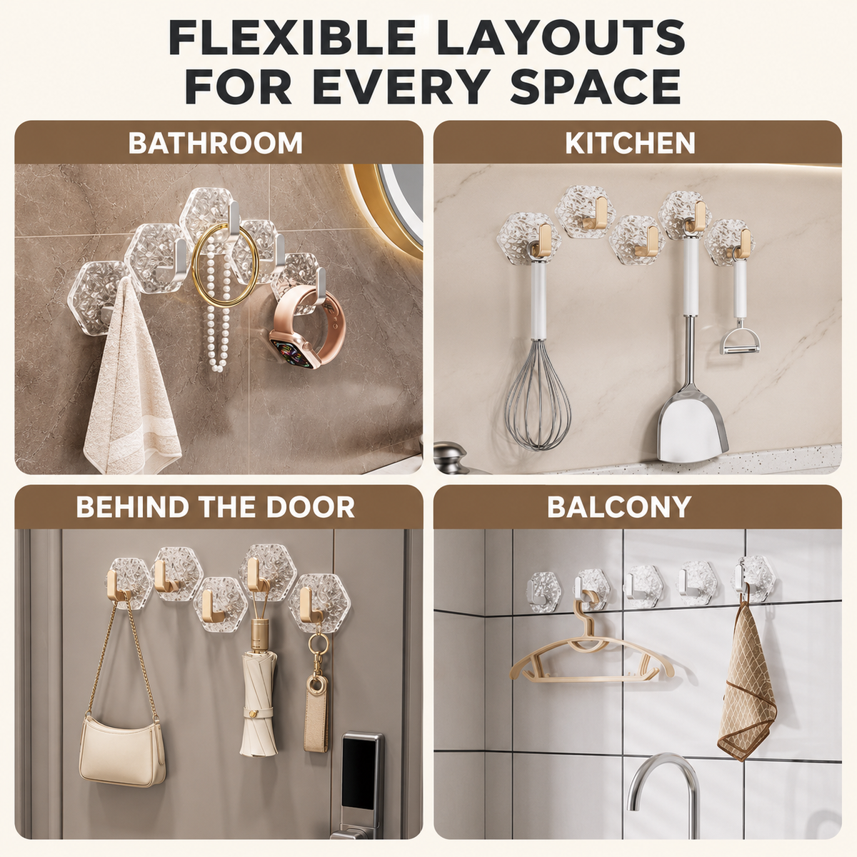 ✨Crystal Damage-Free Adhesive Hooks