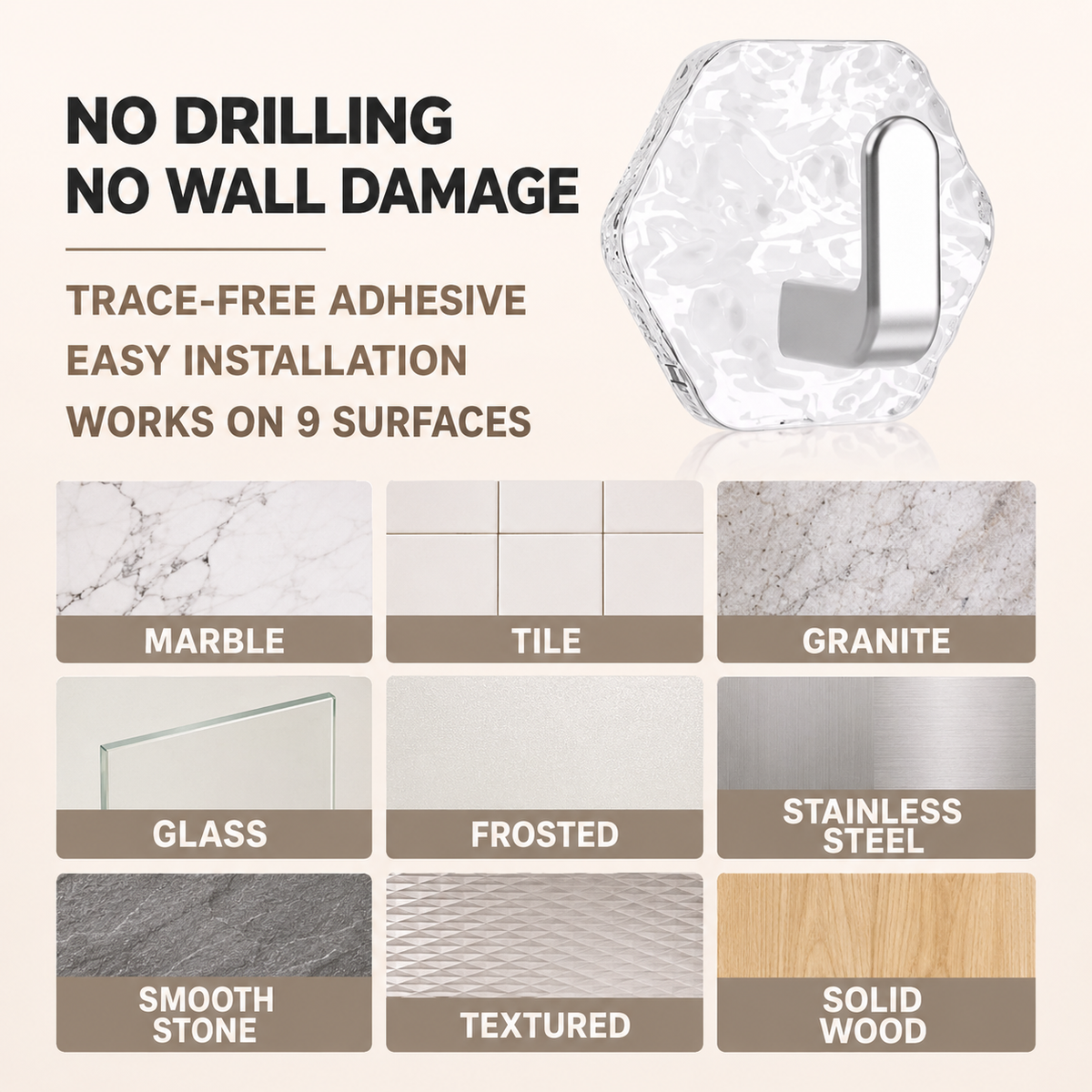 ✨Crystal Damage-Free Adhesive Hooks