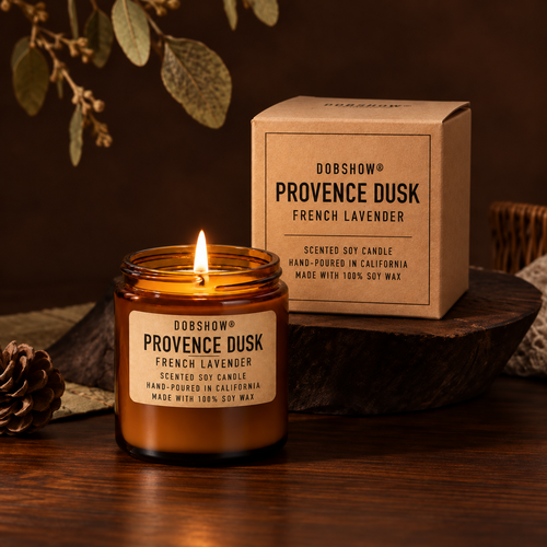 Dobshow® Provence Dusk French Lavender Scented Soy Candle – Hand-Poured in California