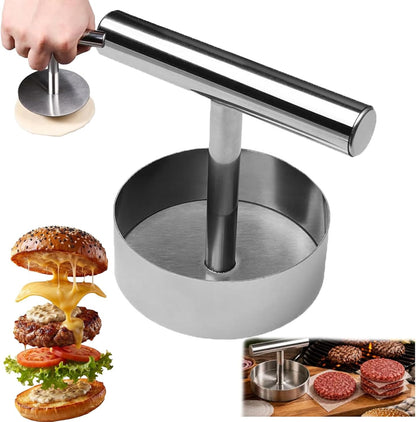 Manual Burger Patty Press,Stainless Steel Hamburger Patty Maker | Makes Uniform Round Patties for BBQ,Grilling,Meal Prep and Home Cooking