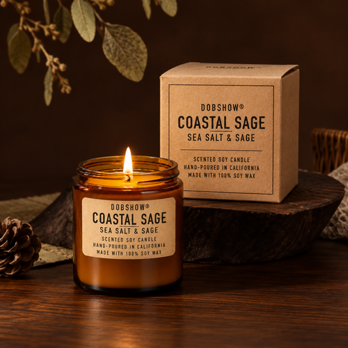 Dobshow® Coastal Sage Sea Salt & Sage Scented Soy Candle – Hand-Poured in California