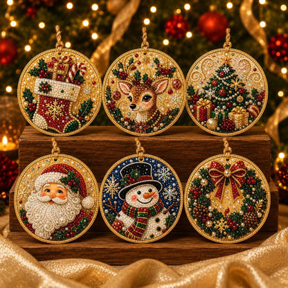 Christmas DIY Diamond Painting Ornaments Kit, Xmas Tree Hanging Pendant, Handmade Craft Decoration Gift for Holiday Home Party