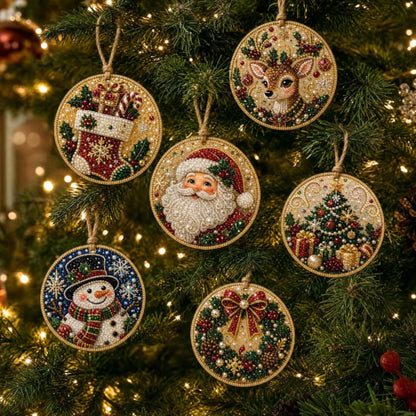 Christmas DIY Diamond Painting Ornaments Kit, Xmas Tree Hanging Pendant, Handmade Craft Decoration Gift for Holiday Home Party