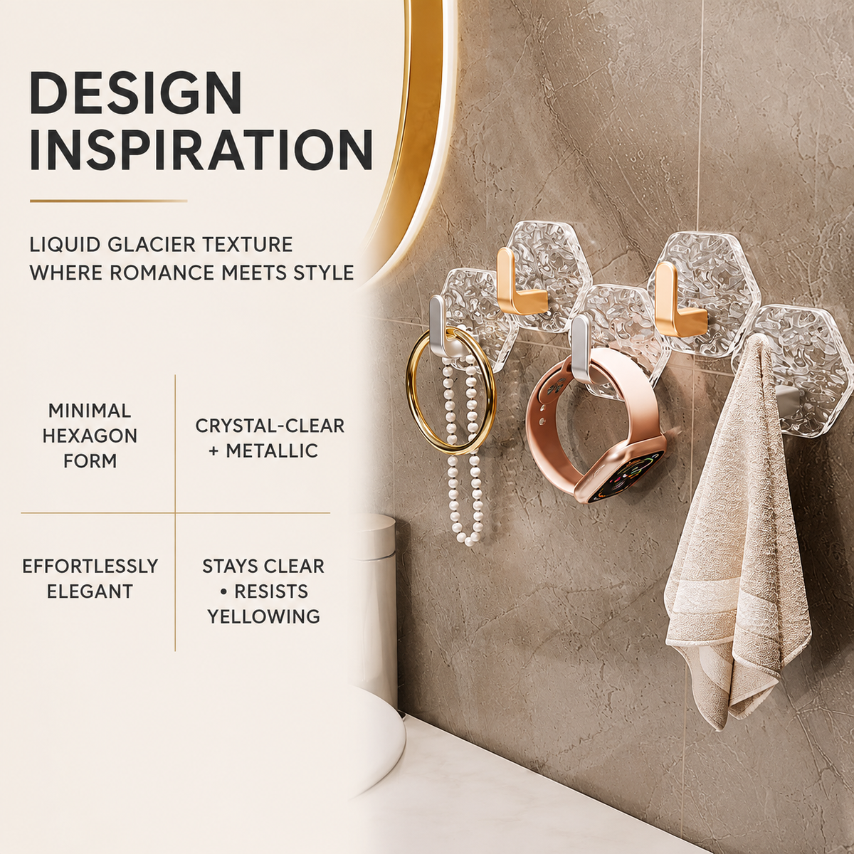 ✨Crystal Damage-Free Adhesive Hooks
