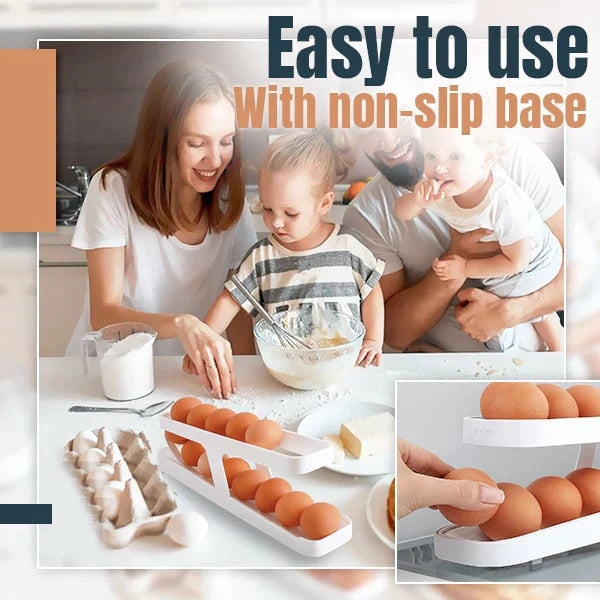 Space-Saving Automatic Rolling Egg Dispenser for Refrigerators & Kitchen Countertops
