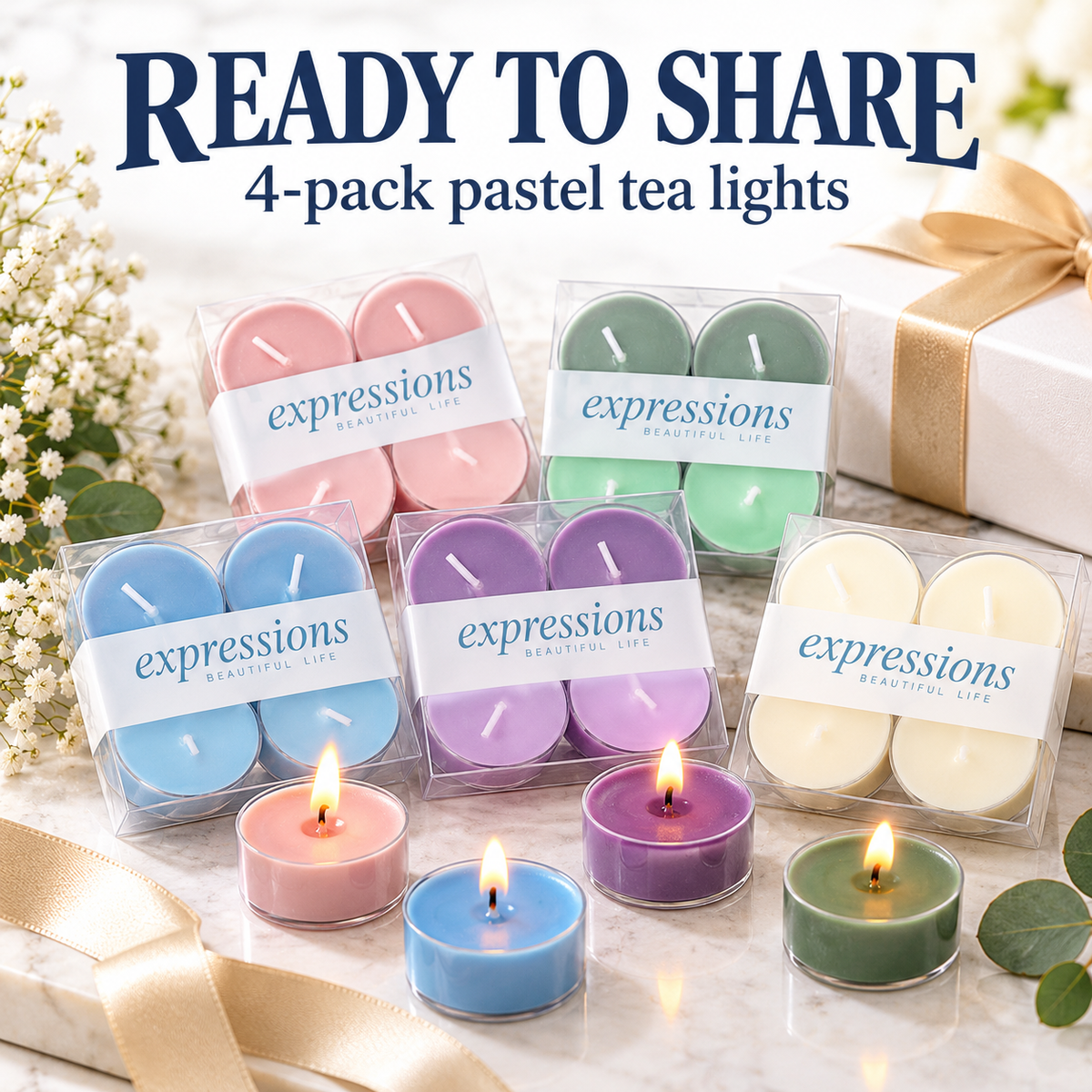 🔥4-Piece Pastel Tealight Candles Set